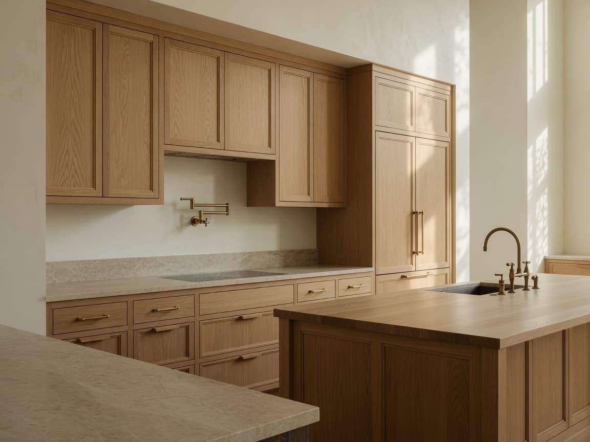 Cocina a medida en roble natural con isla